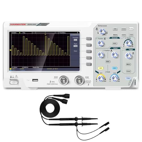 HANMATEK Dos1202 2000MHz Bandwidth Digital Oscilloscope with 2 Channel 7 Inch / 18cm Display, Tft-lcd Display, Professional Portable Oscilloscope Kit with Amost Rate