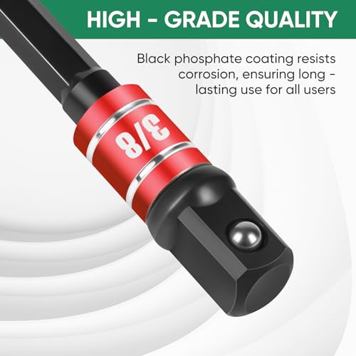 Image of 3PCS Impact Socket Adapter Set - 1 /4 inch, 3 /8 inch, 1 /2 inch Drill Socket Adapters with Extension Driver Bit & Holder, Socket Drill Adapters Compatible with Power Drill and High Torque Impact Wrench