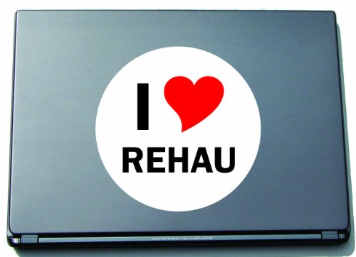 I Love Sticker Decal Adesivo su portatile Laptop Skin 297 mm con città nome Rehau