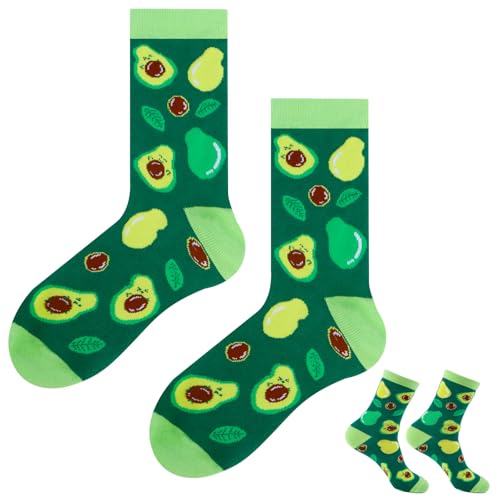 Belillpipi Lustige Socken Damen Herren 36-45 Avocado Socken Frauen Männer Bunte Baumwolle Happy Socks Avocado Geschenk für Frauen Männer Geburtstagsgeschenk Weihnachtsgeschenke