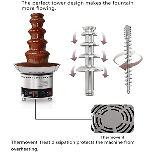 JINTAOMA Chocolate Fondue Fountain, 4-7 Tiers Fondue Cheese Butter Heating Melter Heating Fondue Machine Chocolate Fountain Adjustable Temperature, for Chocolate Candy Butter Cheese,7floors - Image 6