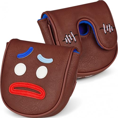 LZFAN Funny Golf Club Head Cover Driver Headcover Fairway Wood Headcover Hybrid Club Head Cover Dark Brown Monster Cookie (DF3)