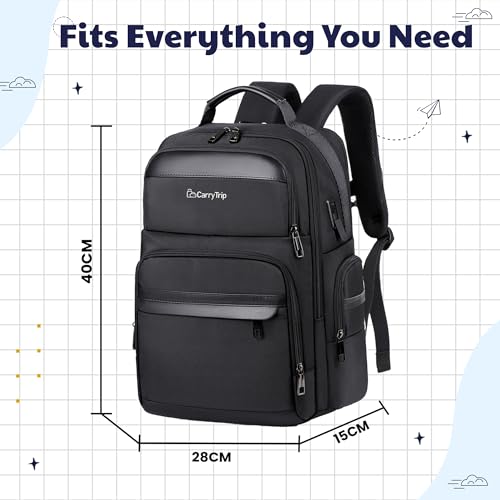 Image of CARRY TRIP Laptop Backpack with 2 Large Compartments & USB Charging Port,for Travel,Office and Daily Use