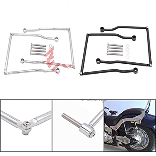 Barra de soporte para alforjas para motocicleta Yamaha V-Star, Drag Star, Virago, Royal Star y Wild Star - Cromo/Negro miniatura 6