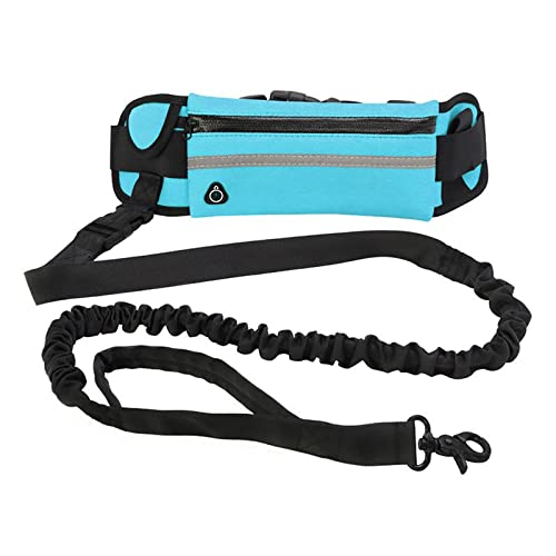 Piang Gouer Hands Free Dog Leash Strap Tragbare Gürteltasche mit Reißverschluss für mittlere und große Hunde Einziehbare Hundeleine mit weichen Griffen zum Laufen Wandern(Blau) Cover