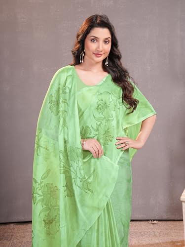 Image of Garden Vareli Floral Print Chiffon Saree