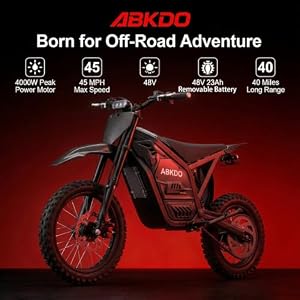 ABKDO 4000W Electric Dirt Bike for Teens Adults, 48V 23Ah Battery, 45 MPH — photo 4 of 6
