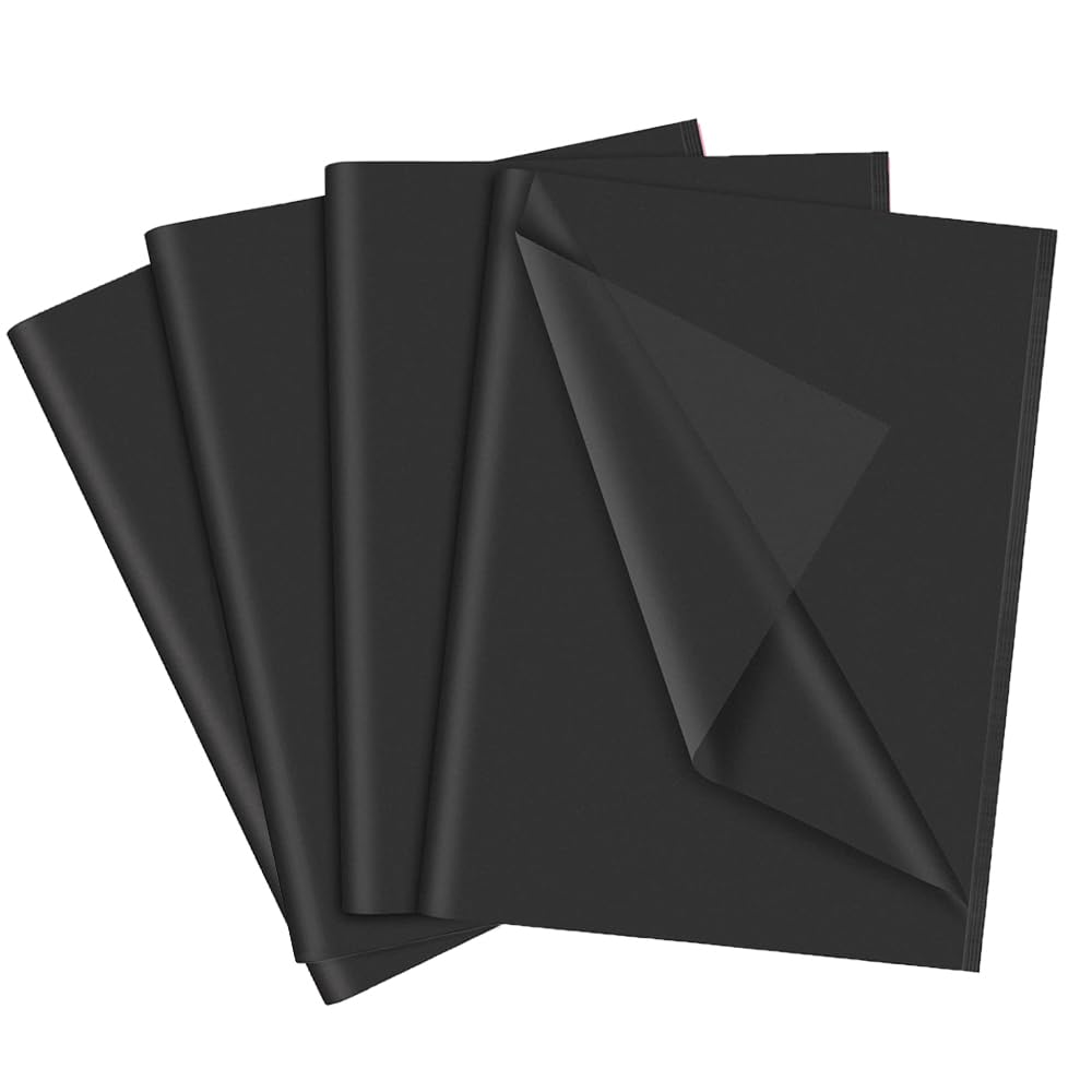 Papier De Soie Noir 60 Feuilles | 50x35cm | Pour Emballage Cadeau, Artisanat | Décoration Festive