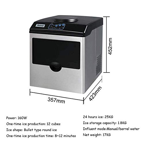 BEAGHTY Eiswürfelbereiter 25 kg Kommerzielle kleine multifunktionale Eiswürfelmaschine, tragbare Edelstahl-Eismaschine… – Bild 6