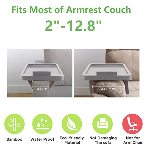 Sofa Arm Clip On Tray Table,Bamboo Couch Arm Tray Table For Wide Side Table, Armrest Tray With 360° Phone Holder,Portable Table, Tv Table,Sofa Arm Table For Eating And Drink Table #TOP2