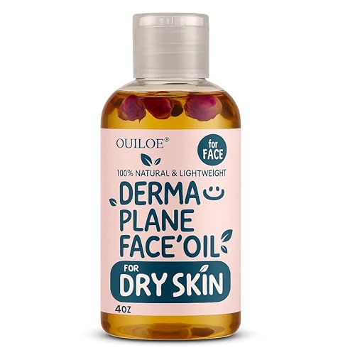 Dermaplaning Oil for Dry Skin - Hydrating Face Shaving Oil for Women - Safe for Acne Prone Skin - Non Comedogenic, Fragrance Free, Natural and Hypoallergenic for Pre & Post Dermaplaning 4oz by Ouiloe