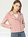 Allegra K Women's Short Soft Zip Up Faux Suede Biker Moto Jacket Small Pink