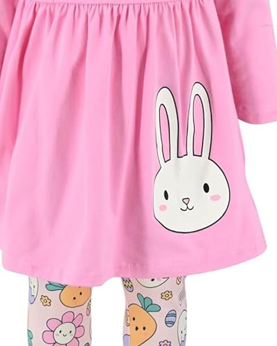 Image of Unique Baby Girls Kids Toddler 3pc Outfit Set Long Sleeve Stretch Tunic Top Leggings and Scarf