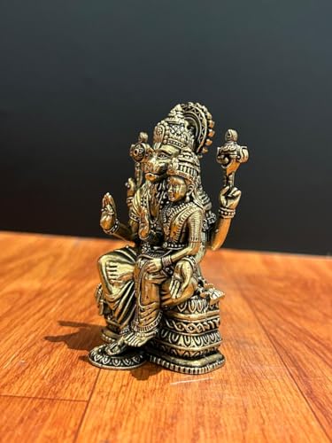 Estatua Narasimha de latón premium 10 cm miniatura 7