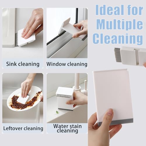 Image of Ouliget Kitchen Sink Squeegee and Countertop Brush,3 in 1 Mini Squeegee Sponge Countertop Dirt Cleaning Brush,Multi Purpose Compact Brush Cleans Wet and Dry Spills
