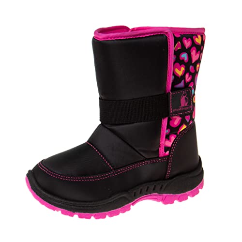 Rugged Bear Girls Snow Boot, Blk/Fuchsia, 10 Toddler