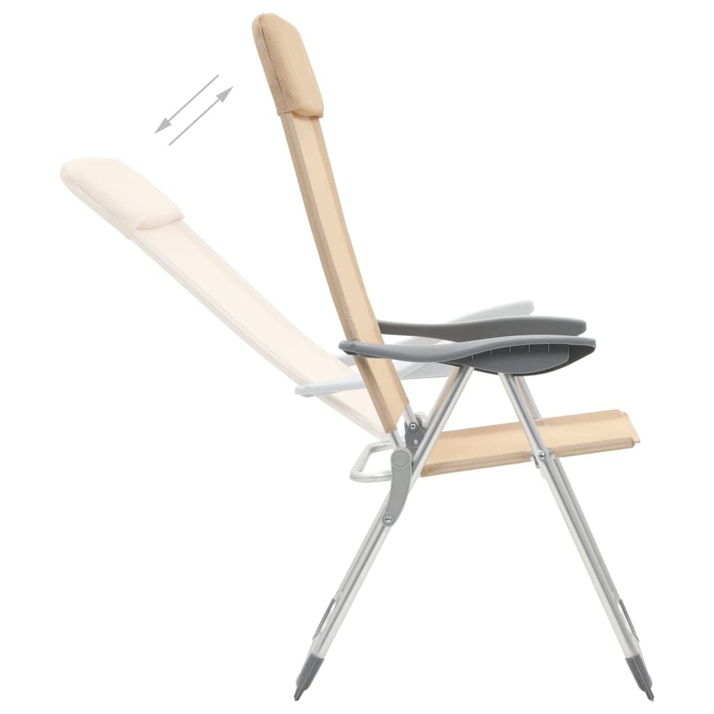 Generico Sedie Pieghevoli da Campeggio 4 pz in Alluminio Crema,Articoli Sportivi,Ricreazione all'aperto,Campeggio e Trekking,Attrezzatura da campeggio-44309