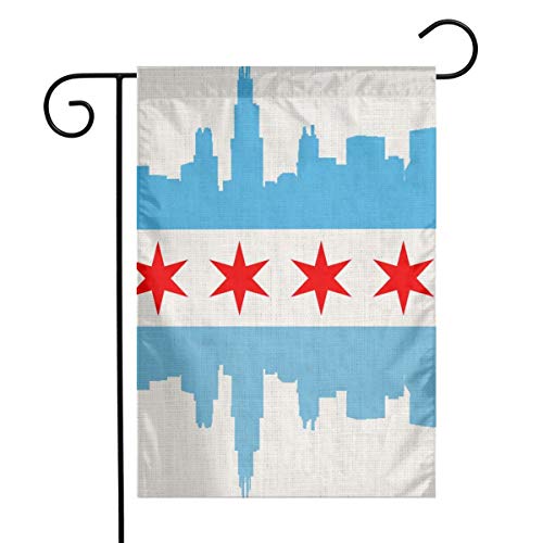 YANGHOME Chicago flaga miasta len nylon jutowa tkanina lniana flaga ogrodowa dekoracje dom wiejski dekoracja skrzynki pocztowej znak powitalny 30 x 45 cm mały mini rozmiar dwustronny