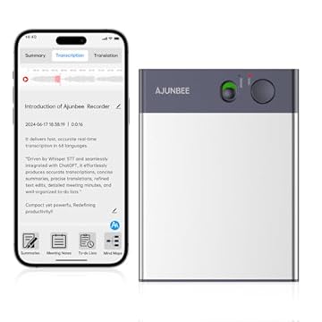 Gravador de voz Ai, transcritor de notas para texto com Chatgpt, controle de aplicativo, suporta 68 idiomas, 64 GB para palestras, reuniões, chamadas telefônicas, magnético (cinza)