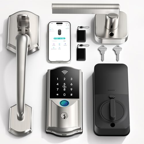 Image of Built-in WiFi Smart Lock with Handle Set - Firstriver Fingerprint Keyless Entry Door Lock for Front Door, App Control, Digital Keypad Deadbolt, Auto Lock, Compatible with Alexa & Google Assistant