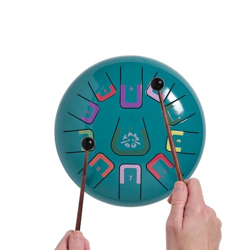 Miniatura 3 de Tambú. Tambor De Lengua De Acero. 8 Pulgadas 20 Cm . Tambor Metálico De Lengüetas 11 Notas. Handpan Drum, Instrumento De Percusión Metálico Turquesa