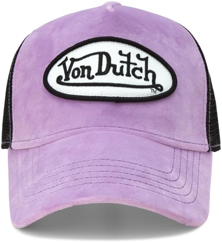 Image of Von Dutch Unisex Trucker Hat - Velvet Curved Bill Mesh Back Retro Classic Adjustable Snapback Baseball Cap for Men and Women