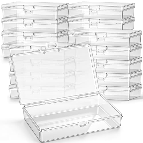 Image of Jetec 18 Pieces Mini Plastic Clear Beads Storage Containers Box for Collecting Small Items, Beads, Jewelry, Business Cards, Game Pieces, Crafts (5.2 x 3 x 1.2 Inch)