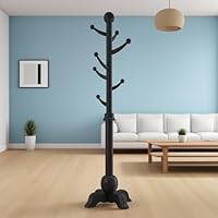 Hall Tree, Freestanding Wood Tree Rack with 7 Hooks, Coat Rack with Stable Sphere Base, Wooden Coat Rack Stand, Load 210 lb, Coat Hanger Stand for Entryway, Hallway, Bedroom