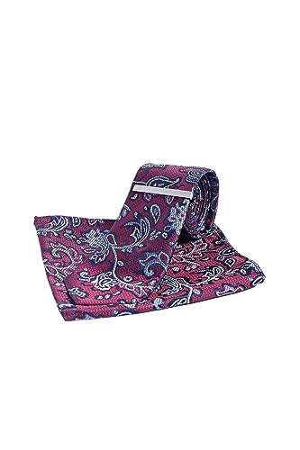 Cravate floraux Paisley coffret cadeau idéal 3 pièces avec pochette et boutons de manchette