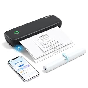 Bisofice L81 Thermal Printer A4, Inkless Portable printer Compatible with Android & iOS, Suitable for 2”/3”/4”/A4 thermal paper, Bluetooth Printer for Office, Travel, Study, Home – Black