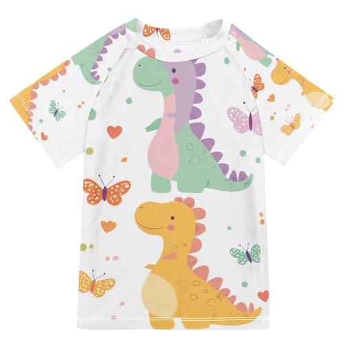Jucciaco Boys Swimsuit Dinosaur Butterfly Cute Sunscreen Kids Sun Rashguard Short Sleeve T-Shirts Swimwear Sets UPF 50+