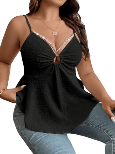 SHENHE Women's Plus Size V Neck Asymmetrical Flared Hem Cute Peplum Top Boho Camisole Tank3