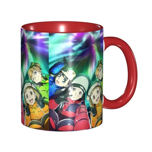 宇宙よりも遠い場所 セラミックマグカップ 食器 大容量コーヒーカップ 330ml 耐熱 おしゃれなマグカップ オフィスホーム用 プレゼントに最適 再利用可能 ギフト 男女兼用 Red