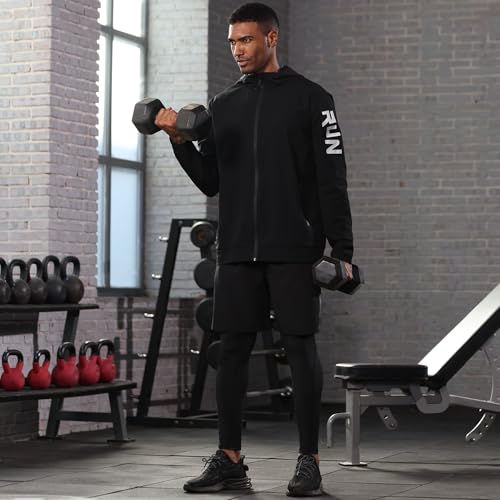 Image of BUYJYA 5Pcs Men's Compression Pants Shirt Top Long Sleeve Jacket Athletic Sets Gym Clothing Mens Workout Valentine's Day gift