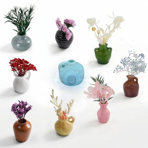 Set de 9 mini imanes jarrón con flores preservadas