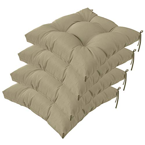 Image of QILLOWAY Indoor /Outdoor Square Seat Patio Cushion - 19-Inches,Pack of 4 (Beige)