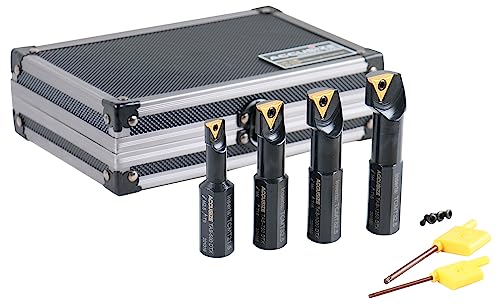 Accusize Industrial Tools 3/4" 4Pc Indexable Stubby Length Boring Bar Set, W/Carbide Tin Coated Tcmt Inserts And Extra Screws, Ej99-2180 #TOP3