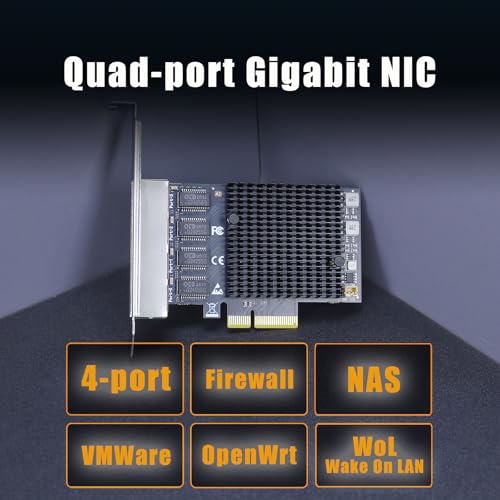 Tarjeta de Red GLOTRENDS LE8245(A3) de 2,5 Gb con 4 puertos RJ45, NIC Ethernet interna para PC, interfaz PCIe x4 (ancho de banda PCIe 3.0 x2) miniatura 2