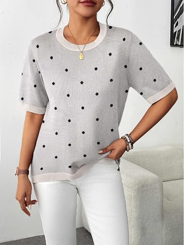 Image of Zeagoo Womens Summer Tops Dressy Casual Short Sleeve Sweaters Crew Neck Lightweight Knit Tops Loose Blouse Basic Shirts