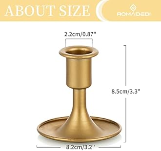 Romadedi Candlestick Holders Taper Candle Holders, Gold Candle Stick Candle Holder for Table Centerpiece, Wedding Reception, Festive Christmas Mantel Decoration or Home Decor, Set of 12
