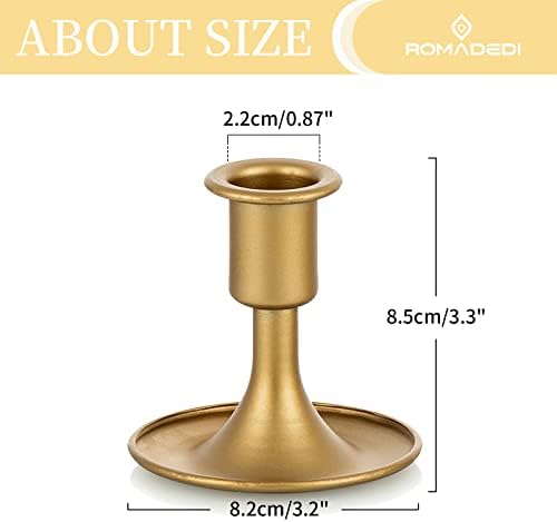 Romadedi Candlestick Holders Taper Candle Holders, Gold Candle Stick Candle Holder for Table Centerpiece, Wedding Reception, Festive Christmas Mantel Decoration or Home Decor, Set of 12