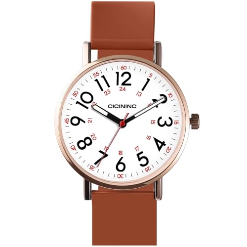 Image of Watch with Second Hand Nursing for Women, Analog Watches for Nurses, 12 /24 Hour Military Time, Easy Read Dial, Colorful Silicone Band