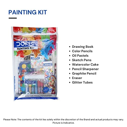 DOMS Painting Kit | Perfect Value Pack | Kit for School Essentials | Gifting Range for Kids | Combination of 9 Painting & Coloring Items Multicolor (Image - 2)