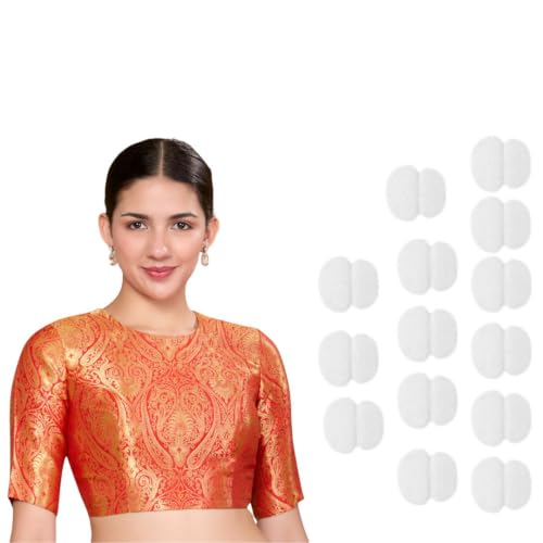 Image of Studio Shringaar Women Brocade Silky Jewel Neck Readymade Elbow Length Sleeve Saree Blouse