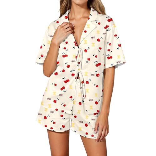 Pyjama doux vêtement de nuit confortable : ensemble deux pièces imprimé short à nouer