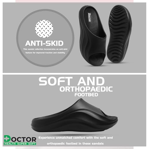 Image of DOCTOR HEALTH SUPER SOFT Men's Double Buckle Slide Sandals | Lightweight Cushioned EVA Slippers | Anti-Slip Comfortable Open Toe Casual Slides for Indoor Outdoor Everyday Wear