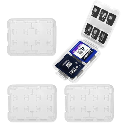 PYRUVAE 4 Pièces Rangement Carte SD, étuis de rangement pour cartes mémoires,Transparent Memory Card Cases,Boîte de Carte Mémoire Pour cartes SD MMC Micro...