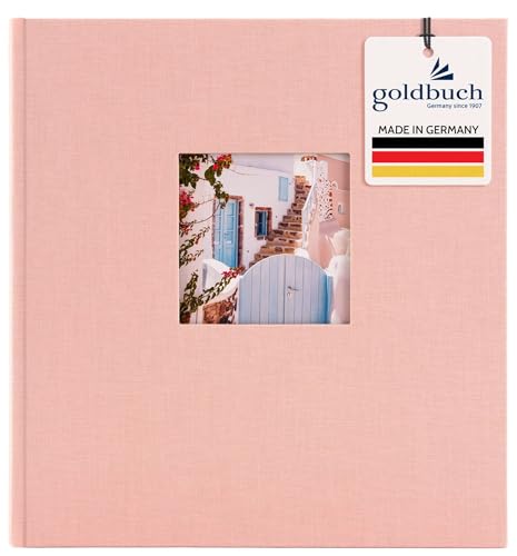 goldbuch Bella Vista 27942 - Album Fotografico con Ritaglio, 30 x 31 cm, 60 Pagine Nere con divisori in Pergamena, Libro Fotografico in Lino, Rosa