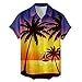 JAYYOU Hawaii-Hemden für Herren, V-Ausschnitt, kurzärmelig, Tops, T-Shirt, Sommer, Top, Druck, Knopfleiste, Bluse, T Shirt, violett, XXXXL