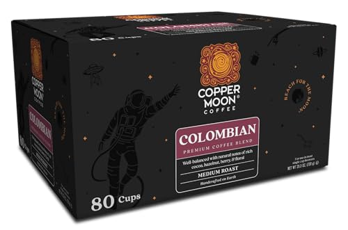 Image of Copper Moon Single Serve Coffee Pods For Keurig K-Cup Brewers, Medium Roast, Colombian Blend, 80 Count